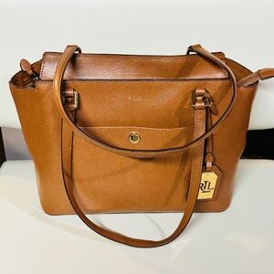 Lauren Ralph Lauren Women's Newbury Modern Pocket Tote - Tan - NWT